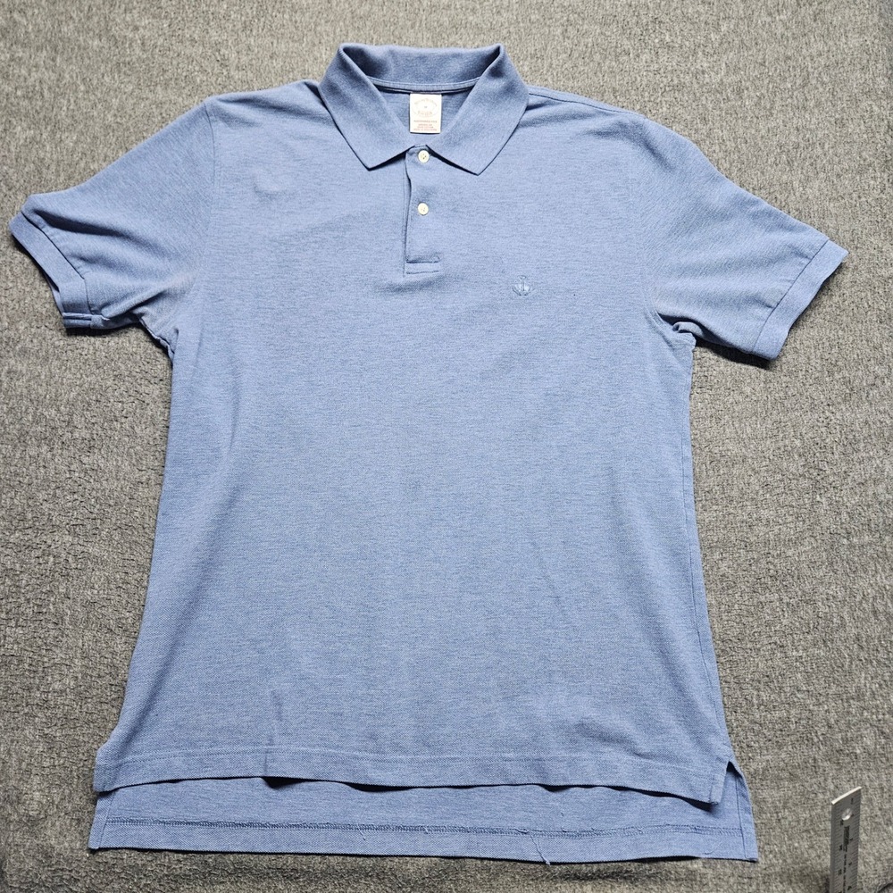 Brooks Brothers Polo Shirt Men M Blue Original Fit Performance Cotton Pique